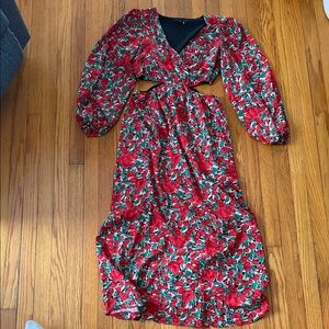 Endless Rose Vibrant Floral Long Sleeve Dress with cutouts